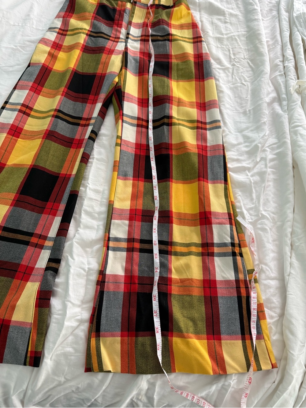 Free People Yellow Plaid Wide-Leg Trousers - Picture 3 of 6